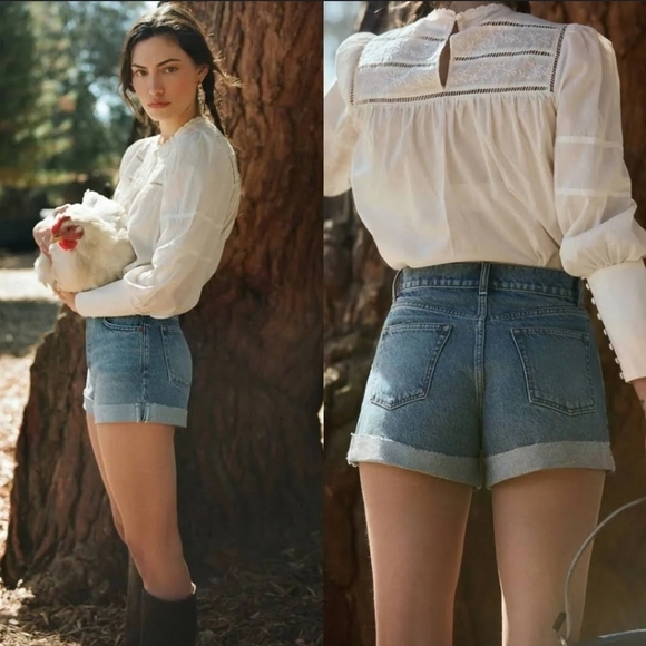 Reformation Charlene High Rise Cuffed Jean Shorts Size 31 NWT - Picture 2 of 16